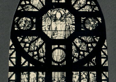 Verrière orientale du Christ en gloire (©Archives diocésaines de Nantes, 2Y016-134). Cette verrière a été déposée.