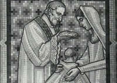 Sacrement du baptême, mosaïque du sol (©Archives diocésaines de Nantes, 2Y016-220).